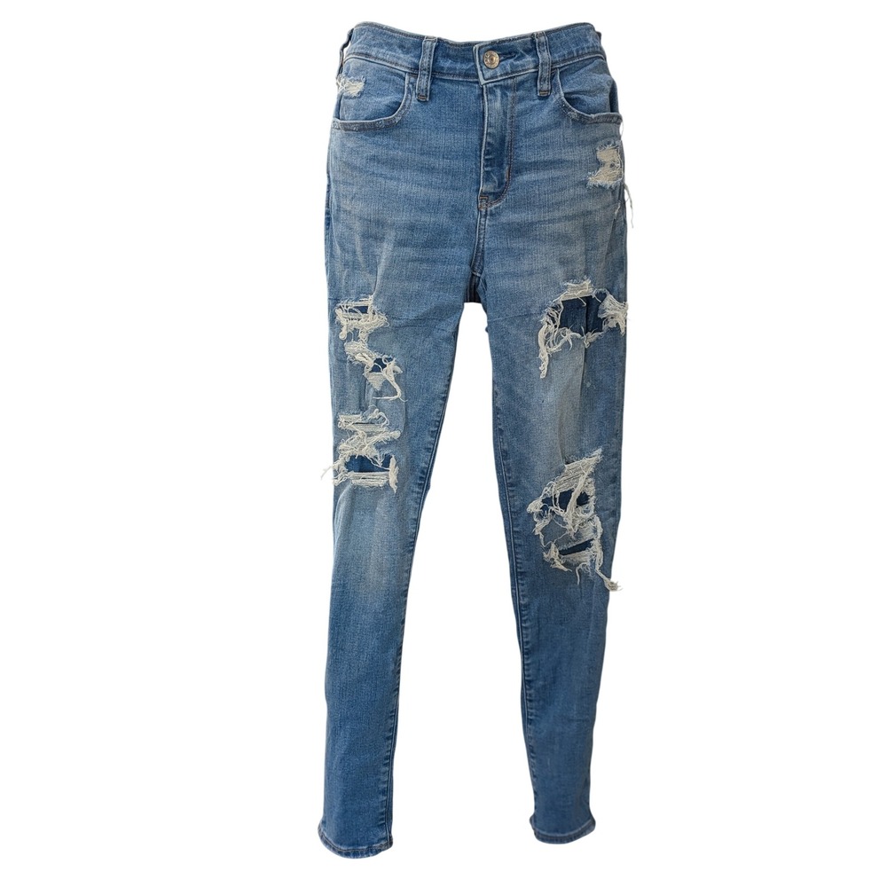 American Eagle Next Level Stretch Distressed Skinny Jeans Blue Womens 6 Regular